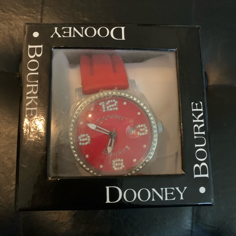 Dooney and Bourke red crystal sport watch